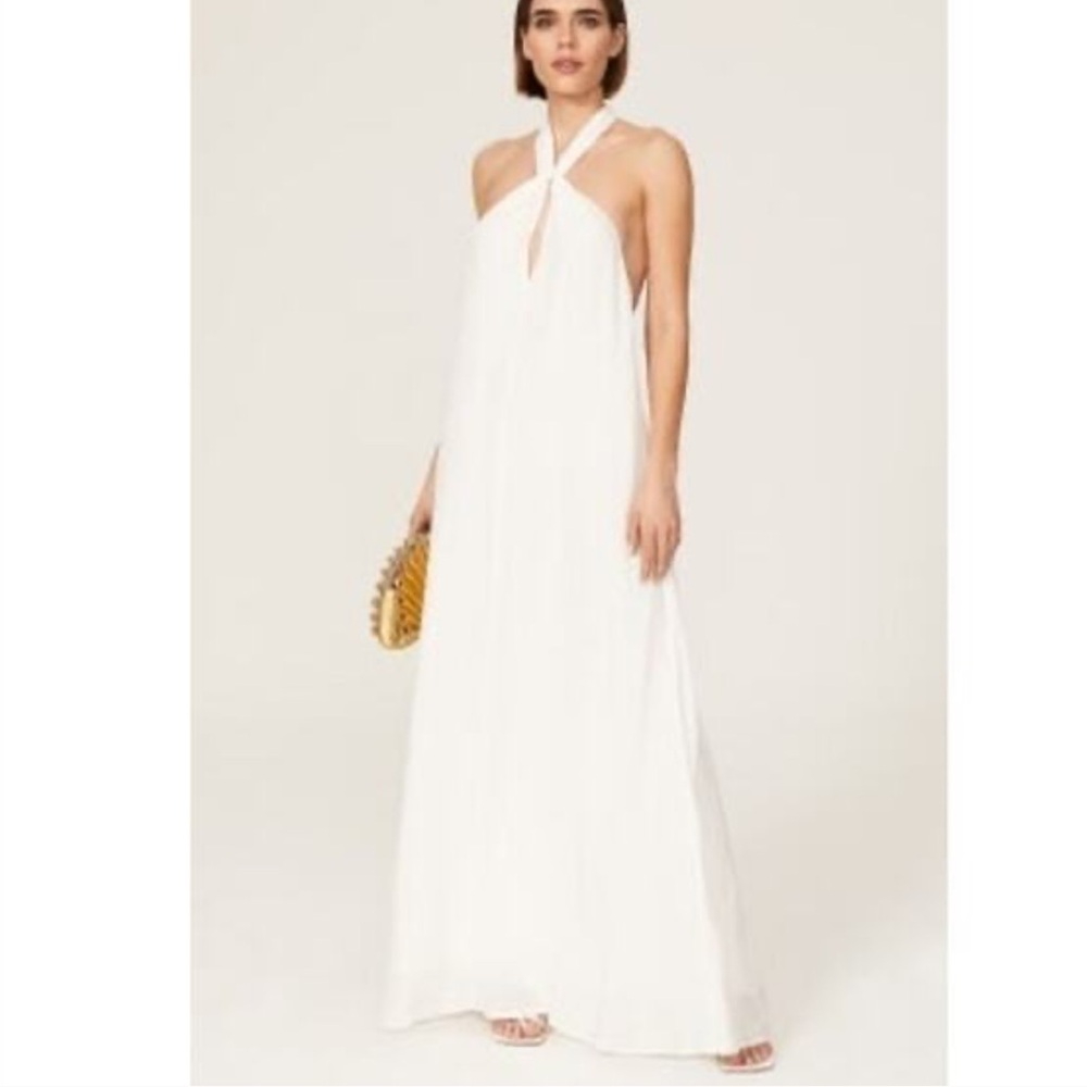 Bridal Rixo White Halter Maxi Dress